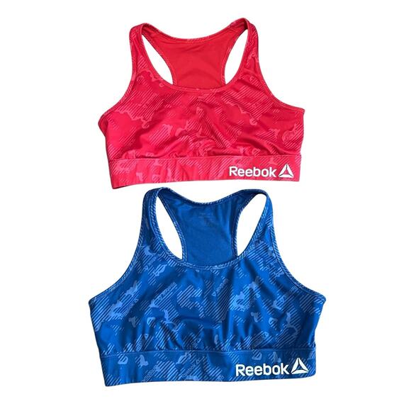 Reebok Lot Of 2 Women’s XXL Sports Bra Blue/Pink Excellent - Picture 1 of 5